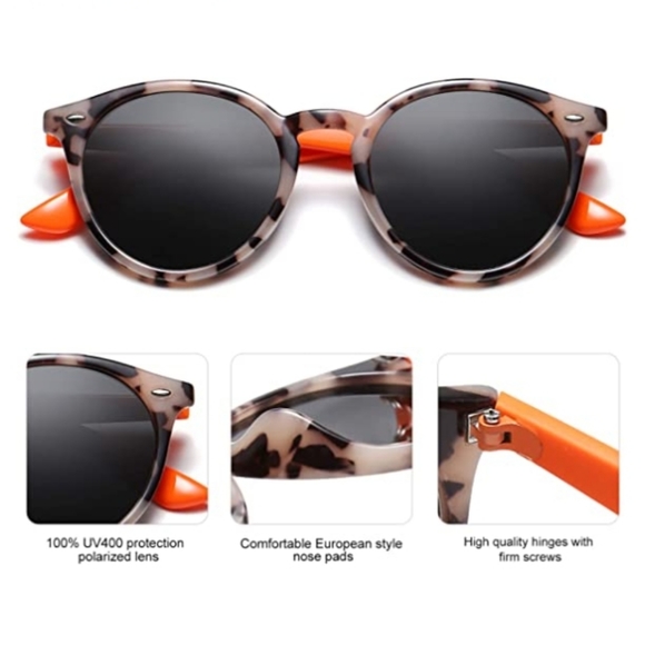 💫Tortoise Beige Round Polarized Sunglasses for Women Men Classic Vintage - Picture 2 of 3